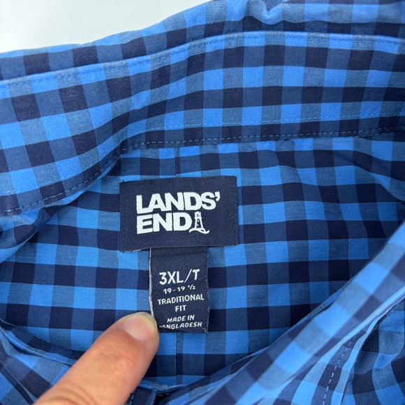 Lands' End Other - Lands End Mens 3XL T Traditional Fit Blue Gingham Short Sleeve Button Down Shirt